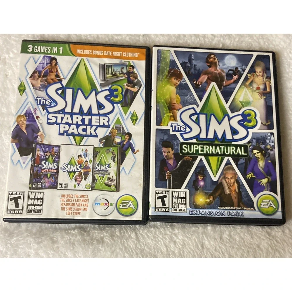 The Sims 2 3 PC CD ROM Expansion Pack Games Supernatural Some Manuals Lot Of 6
